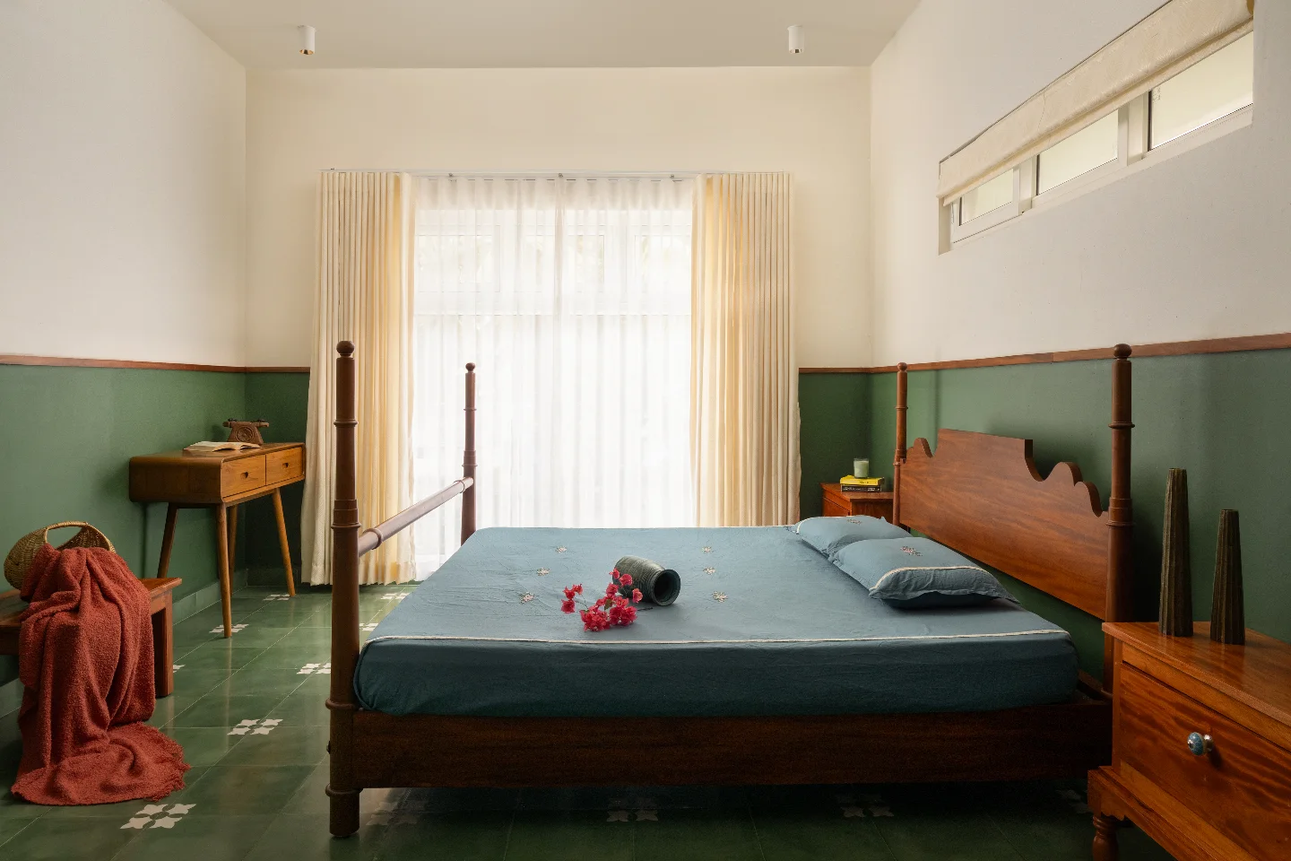 Green wainscot heritage bedroom